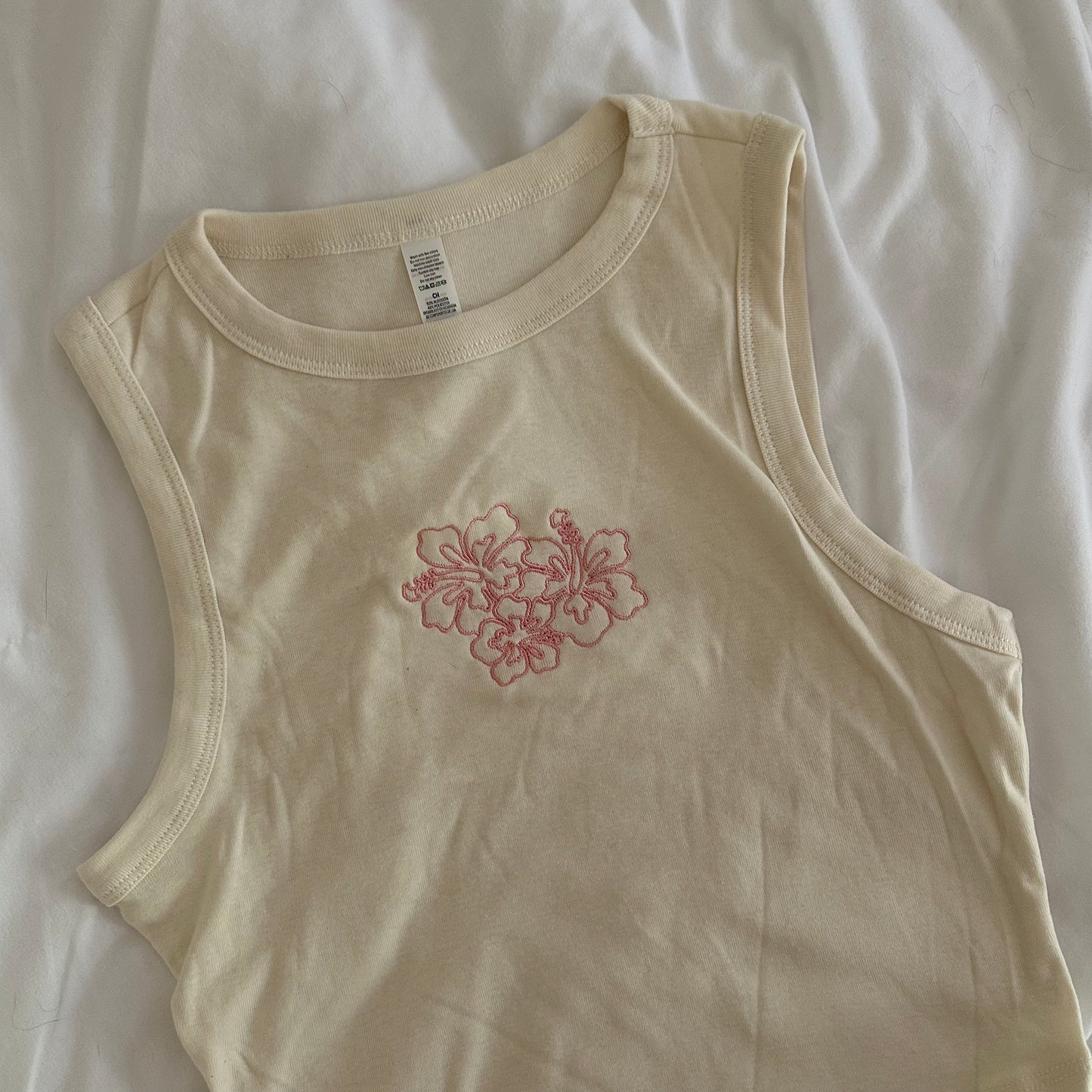 Embroidered Hibiscus Tank Top