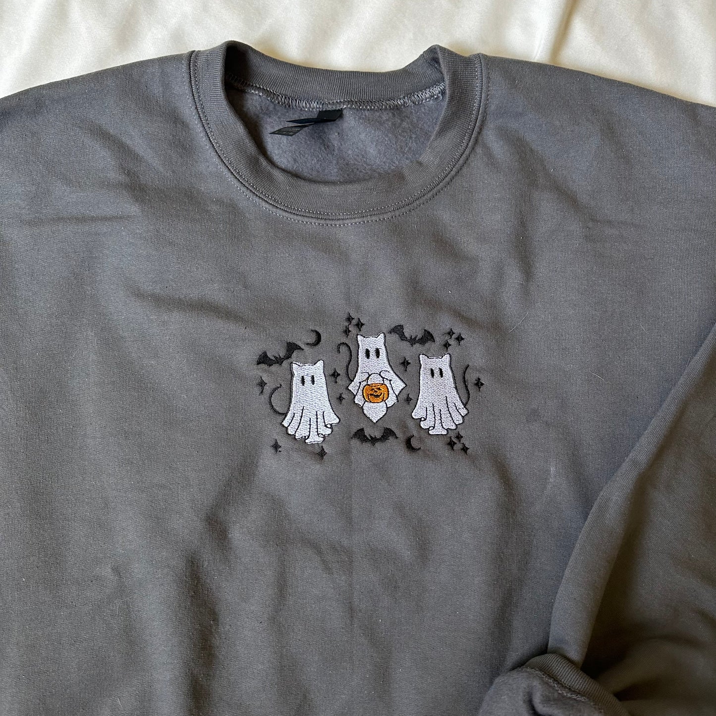 Ghost Cats Embroidered Sweatshirt