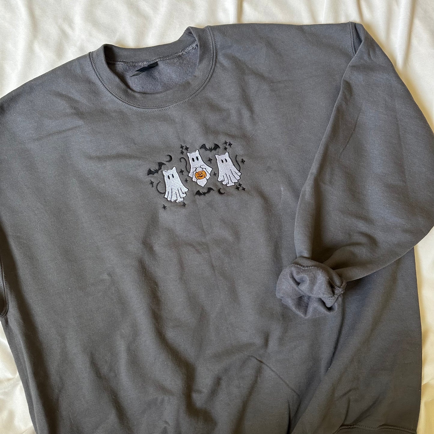 Ghost Cats Embroidered Sweatshirt