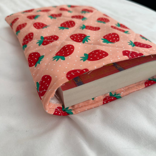 Strawberry Quilted Book Sleeve